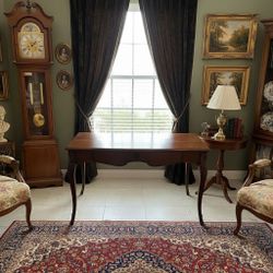 Antique French Provincial Writing Desk – Hand-Carved Hardwood