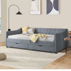  FAVSH Twin Size Upholstered Daybed with Two Drawers
