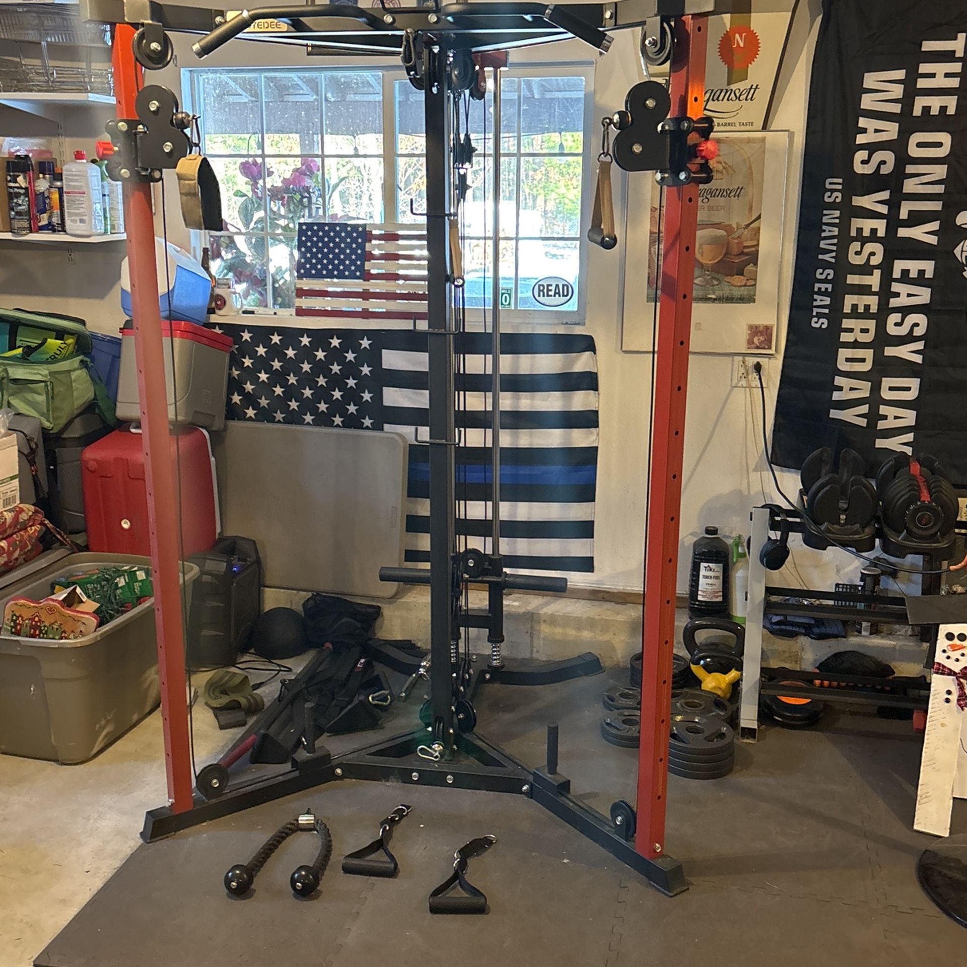 Double Cable Fly Machine And Fitness Gear Adjustable Bench press/squat Rack