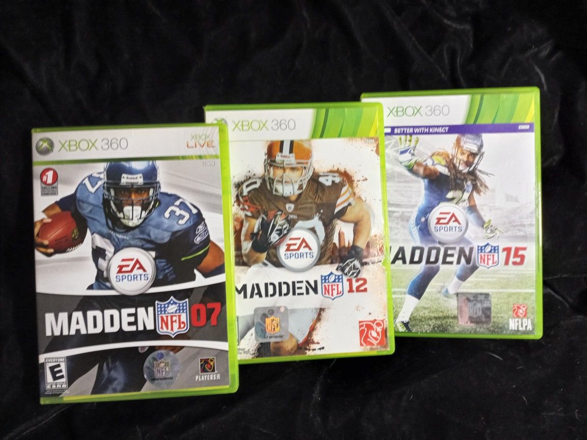 XBOX 360 Madden NFL  07, 12, 15 LIVE & CONNECT