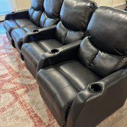 4 Power Recline Theatre Seats