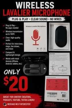 🎤 Wireless Lavalier Microphone – Only $20! 🎤