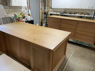 Executive Solid Oak Desk and Credenza