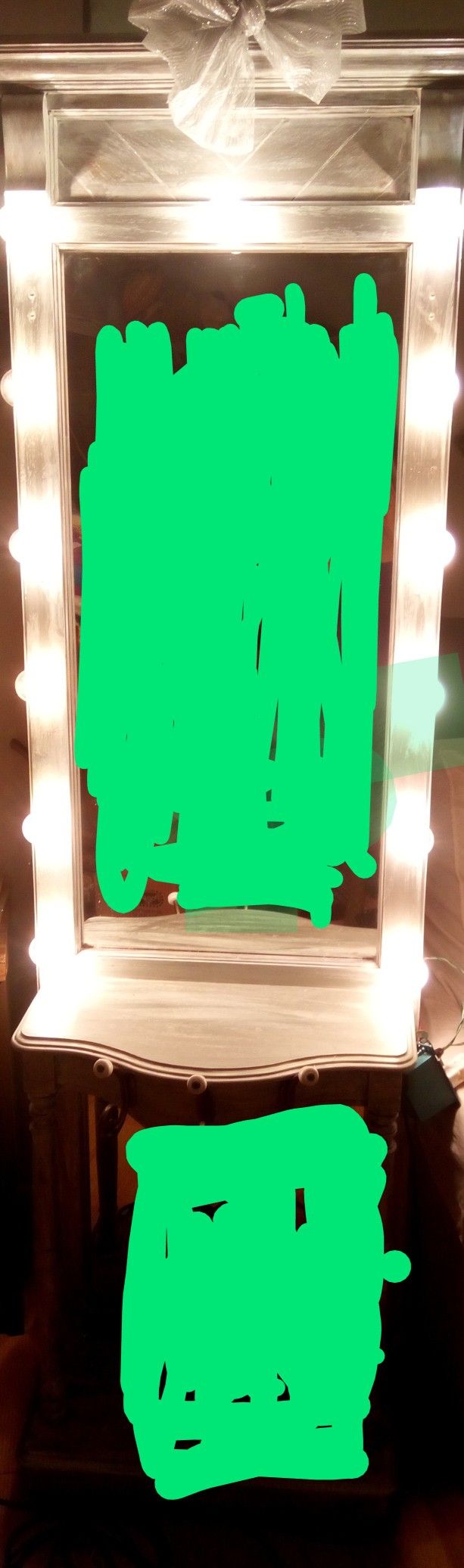 Reclaimed Hall Tree Vanity Light Mirror With Hooks For Curling Iron, Straightener, Blow Dryer And A Couple Of Outlets.