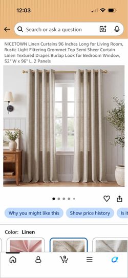 Linen Grommet Curtains 96" – 2 Panels