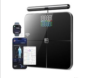 Smart Scale for Body Weight with Handle, Body Composition Analyzer, 8-Electrode Highly Accurate Rechargeable Digital Bathroom Scale for Weight Fat BMI