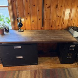 Acacia Butcher Block Countertop Desk Setup