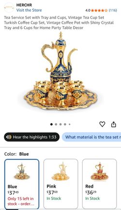 Vintage Turkish Tea Set with Tray and 6 Cups