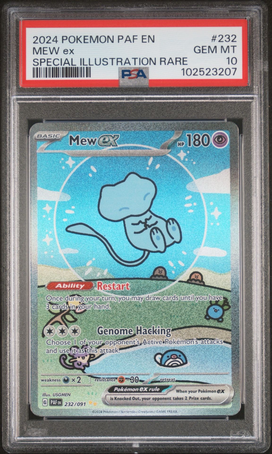 2024 Pokemon Paldean Fates Mew ex/Bubble Mew PSA 10 #232/091