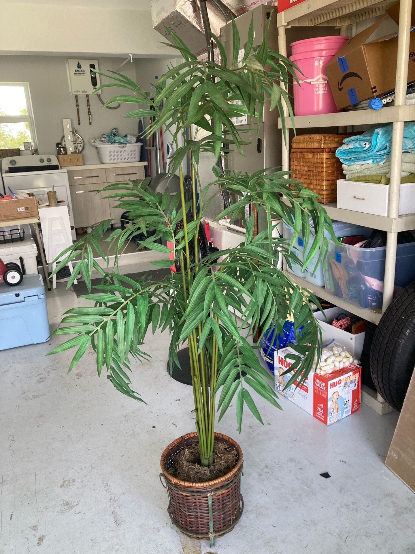 Faux Plant 5’ Wicker Basket Planter