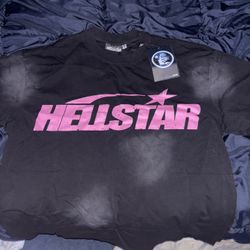 Hellstar Classic Print Black And Pink T Shirt
