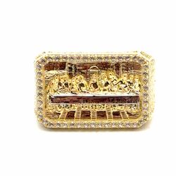 Men’s 10k Yellow CZ Cubic Zirconia Last Supper Ring Size 10.5 GP3136394