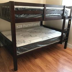 Full full size Expresso bunkbed with orthopedic matres.colchon