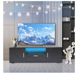 Modern LED TV Stand for 55/60/65/70/75 Inches TV,High Gloss Entertainment Center TV Console Table with Storage Cabinet,Drawers and Tempered Glass for 
