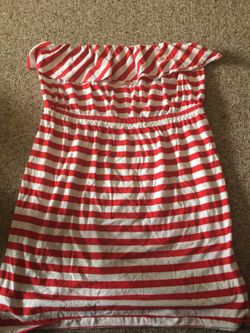 Blue & red dresses with ruffled front