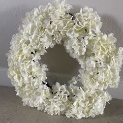 White Hydrangea Floral Wreath, 20"