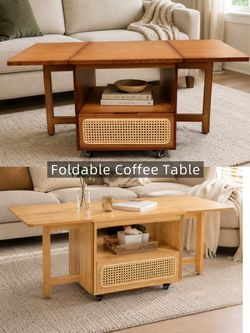 New Folding Coffee Table – Extendable, Storage & No Assembly Required