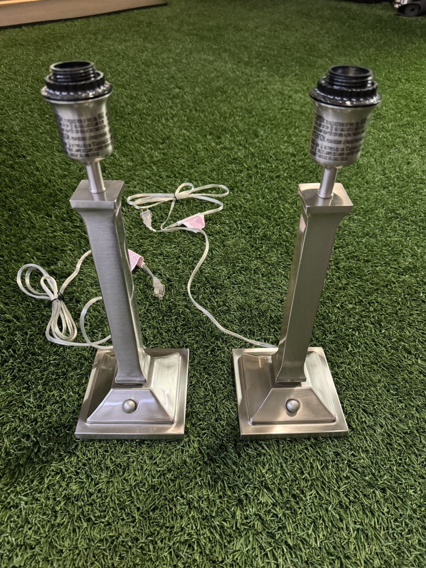 2 Pottery Barn Nickel Lamp Bases