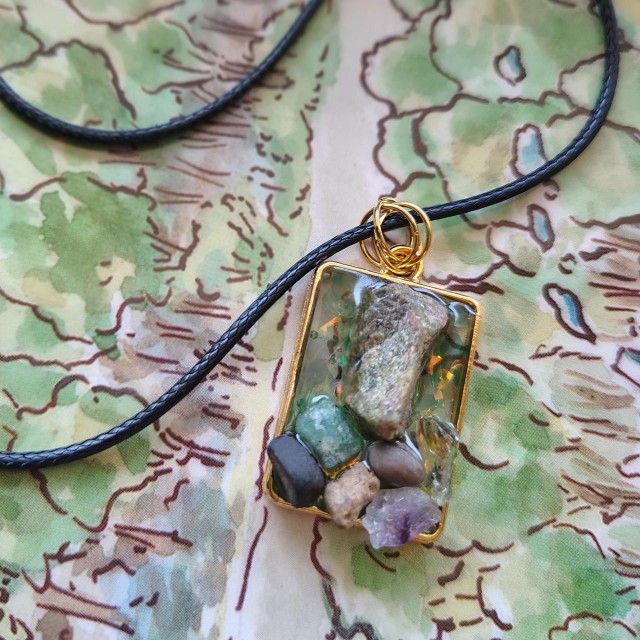 Nature's Essence Necklace - Unique Handmade Pendant with Mixed Stones