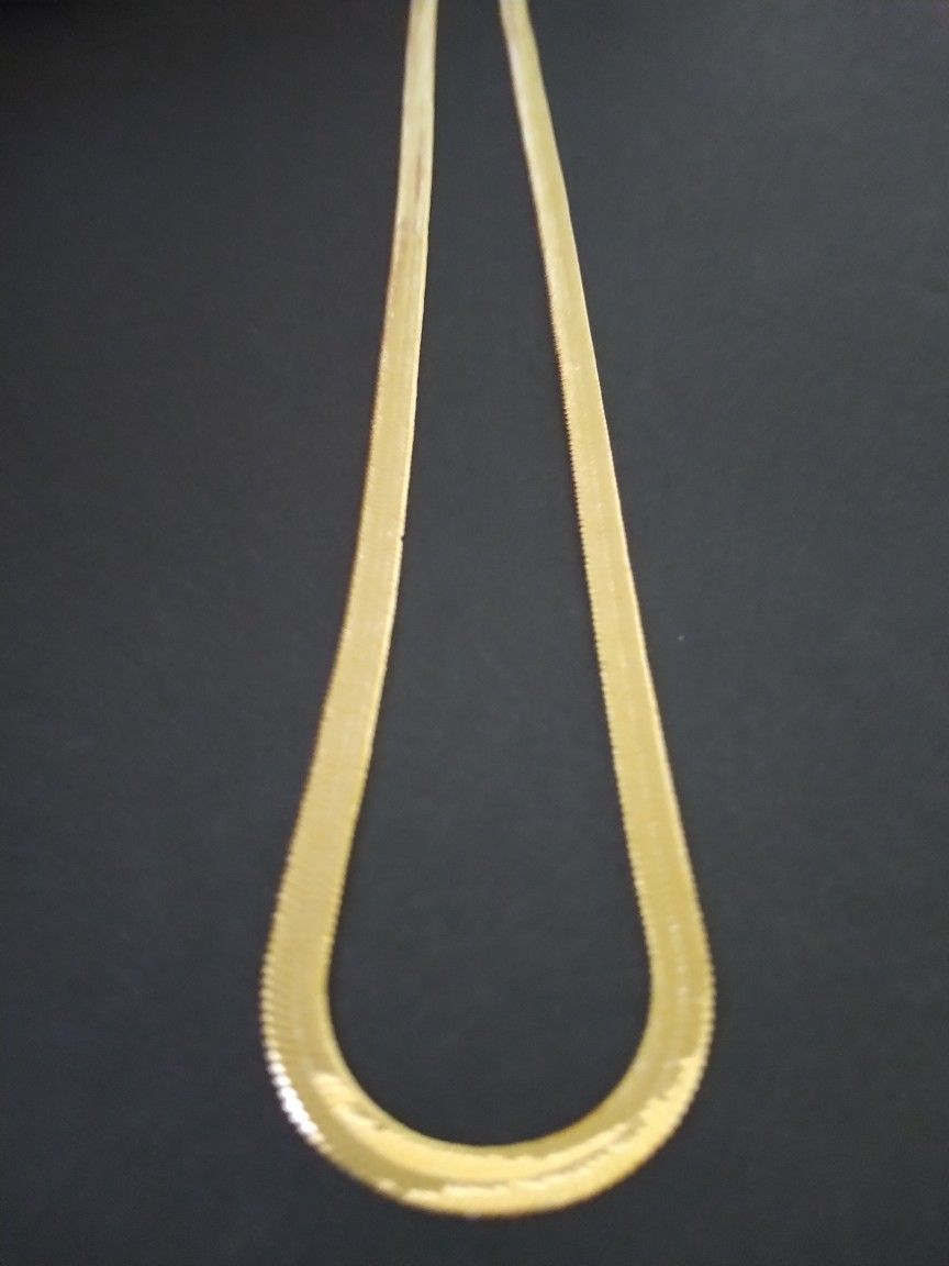 Gold 18k Plated Flat Snake Necklace Chain