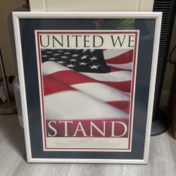 9/11 UNITED WE STAND Remembering 9/11 Framed Poster Wood & Glass