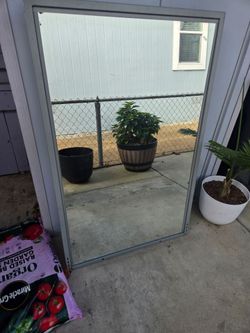Large Mirror with Gray Frame