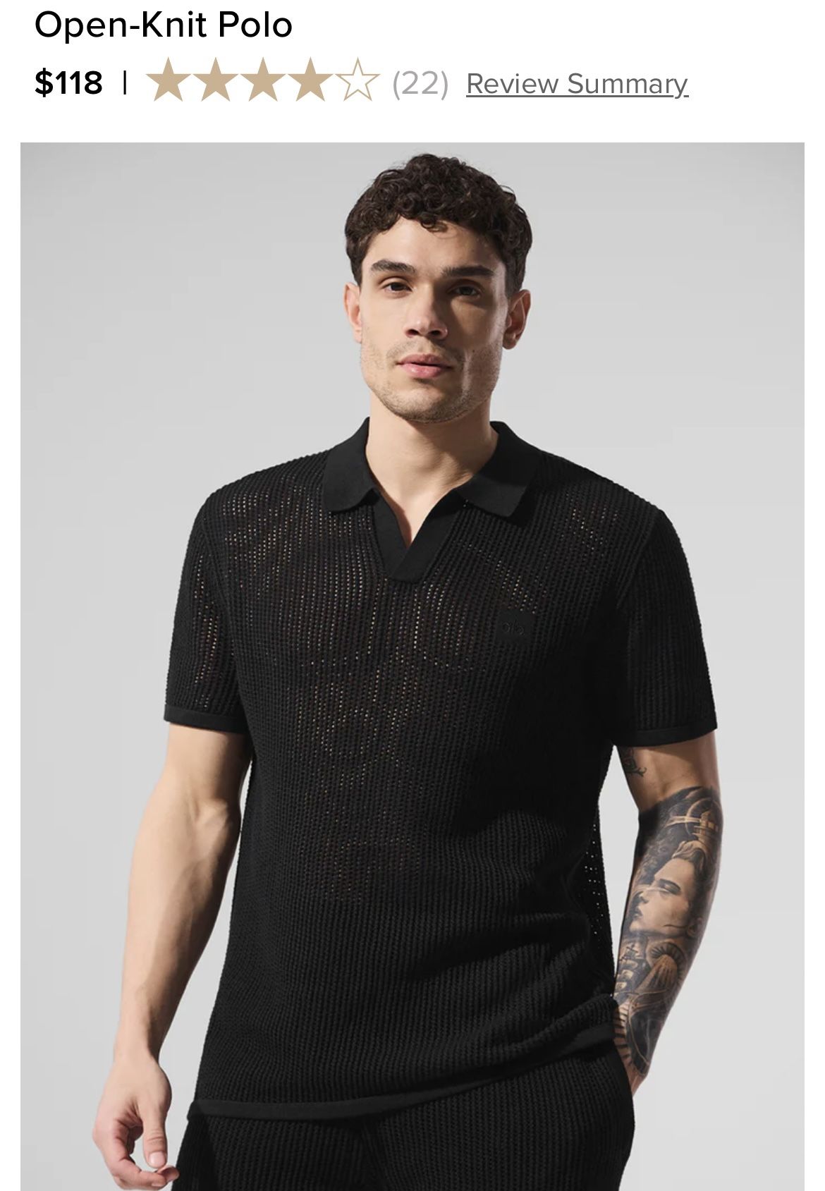 SELL TODAY - Men’s BRAND NEW ALO YOGA Open-Knit Polo Sz LARGE