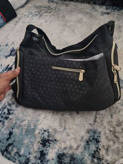 Black diaper Bag with Gold Zippers