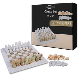 Marble Chess And Checkers Game Set