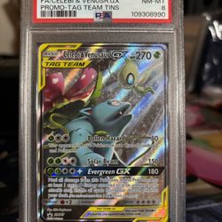 PSA 8 Celebi & Venusaur GX #SM167 (2019) Pokemon Tag Team Tins English