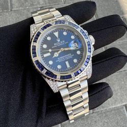 Rolex Submariner Date 40mm 116610LN Blue Dial Ceramic bezel custom natural diamonds and sapphires set box & appraisal
