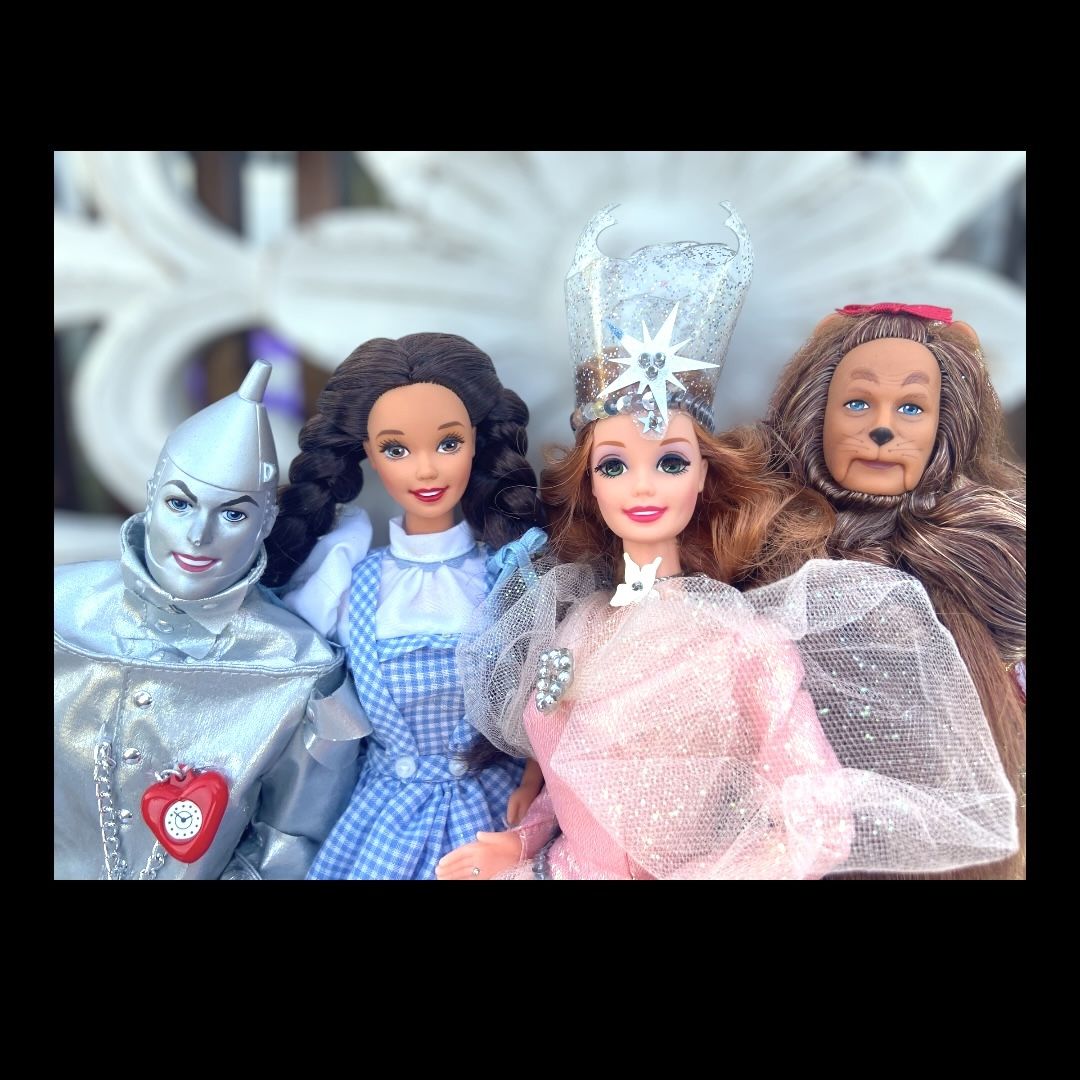 Vintage Lot Wizard of Oz Wicked Barbie Doll Set 4pc Dorothy Glenda Tin Man Lion