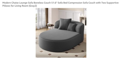 Modern Chaise Lounge Sofa Boneless Couch 51.6" Sofa Bed Compression Sofa Couch