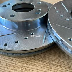 Nissan 300zx 26mm 89-90 Front Drill Slot Rotors Brake Pads  
