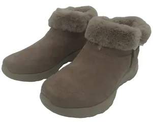 Skechers Slip-Ins On-The-GO Joy Ankle Boots Suede Faux Fur Dark Taupe Women 9 W