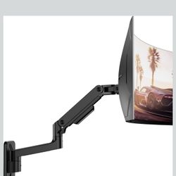 ARES WING Brazo de monitor de montaje en pared para pantallas ultraanchas de 17 a 49 pulgadas, soporte de monitor individual resistente con capacidad 