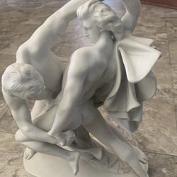 SUPER RARE VTG SCHEIBE ALSBACH PARIAN PORCELAIN MOLINS KNIFE WRESTLERS