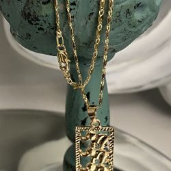 Beautiful Pendant With Elephants And Chain Necklace 18” 3mm 