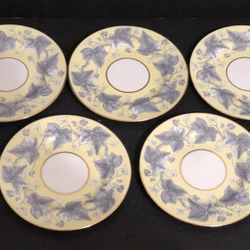 Five WEDGWOOD ENGLAND "Josephine Yellow” Bread and Butter Plates 6”