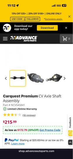 2 New CV Drive Axles