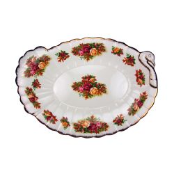 Royal Albert Old Country Roses Fall Foliage 19-inch Turkey Shaped Platter With 22 KT Gold Trim 