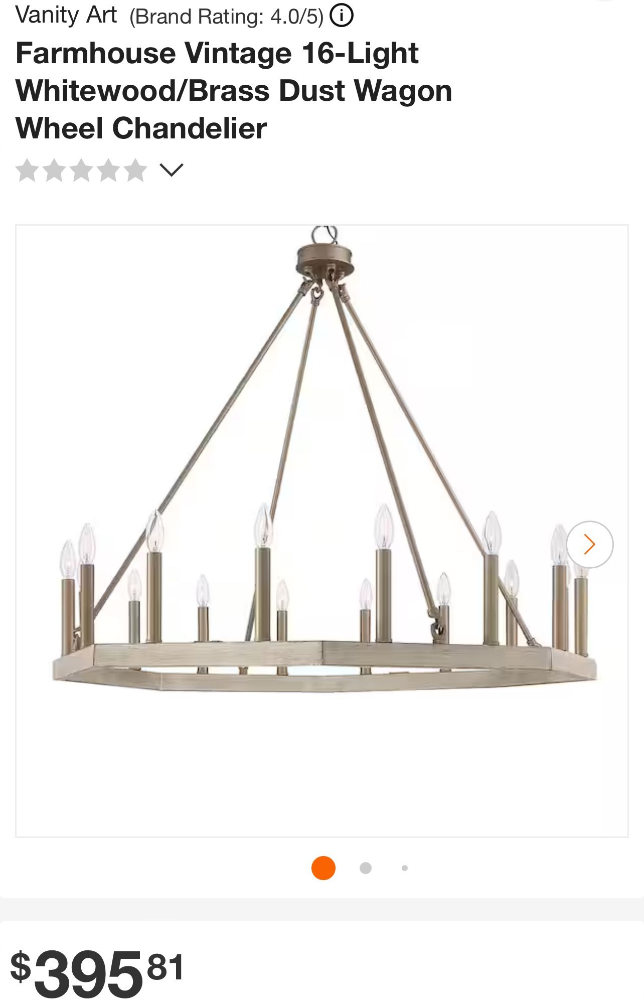 16-Light Farmhouse Vintage Chandelier.  The exclusive white wood and brass dust finish embellish the metalwork, delivering subtle sophistication.  See