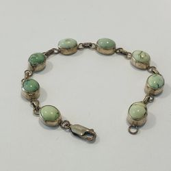Vintage Nakai Navajo Green Turquoise Sterling Bracelet Rare 1940’s.