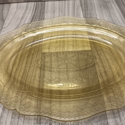 Vintage Federal Amber Yellow Depression Glass Patrician Spoke 11.5" Oval Platter