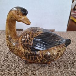 VINTAGE Porcelain Glazed Duck Figurine