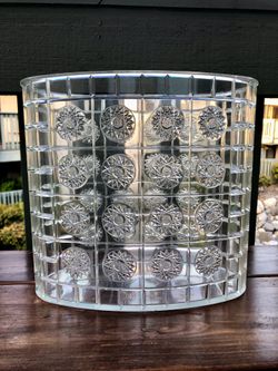 Vintage Clear Lucite Acrylic Atomic Starburst MCM Trash Can Retro Wastebasket Oval