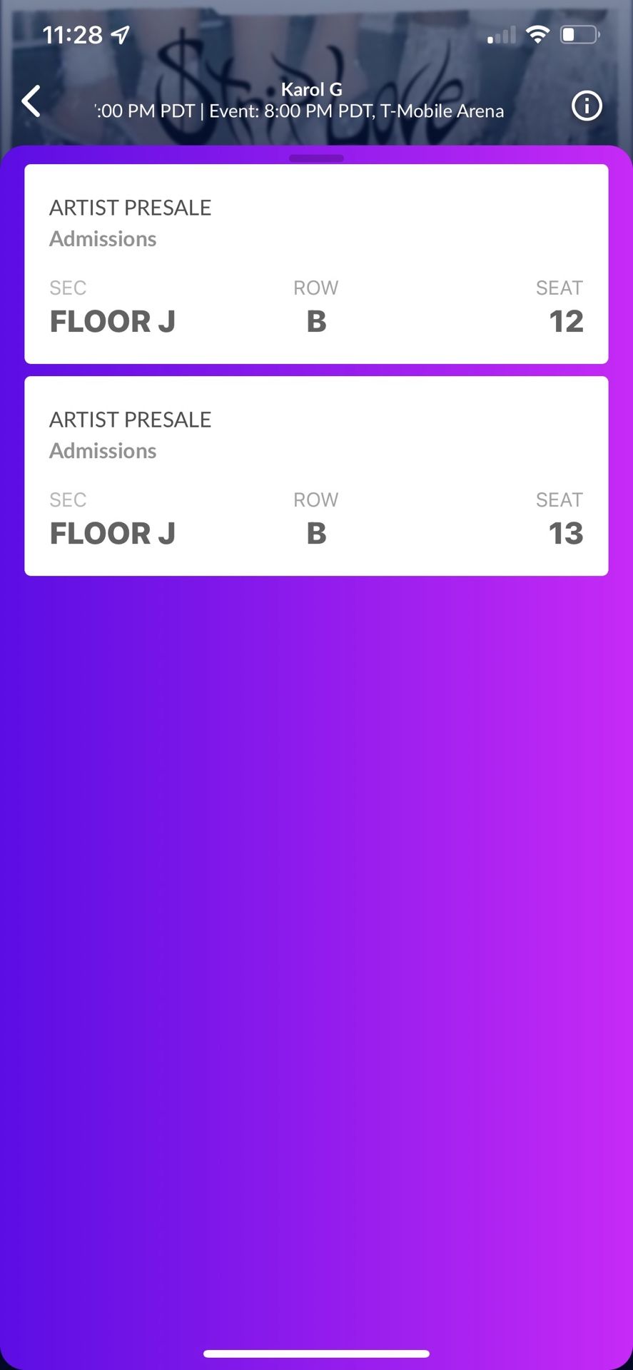 2 Karol G Floor Tickets 