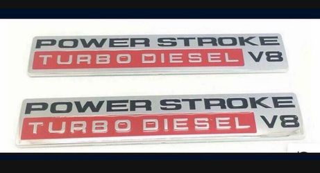 POWER STROKE TURBO DIESEL V8 Door Fender Emblem 2Pcs
