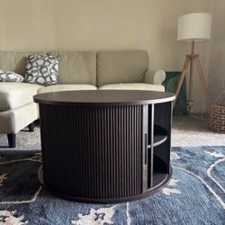 Mid-Century Round, Fluted Coffee Table