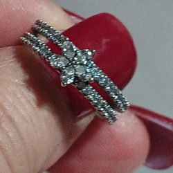 Pandora Authentic Brand New Sparkling Double Band Snowflake Flower Rings Size 7-9 Available 